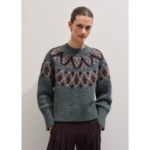 ME+EM Jumper Fair Isle Knit Alpaca Merino Wool Blend Sweater Crewneck Size XS